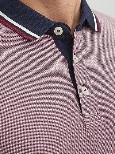 Jack & Jones Herren Slim Fit Polo Shirt JJEPAULOS Uni Sommer Hemd Kragen Kurz Arm Basic Pique Cotton, Rio-rot , S 6