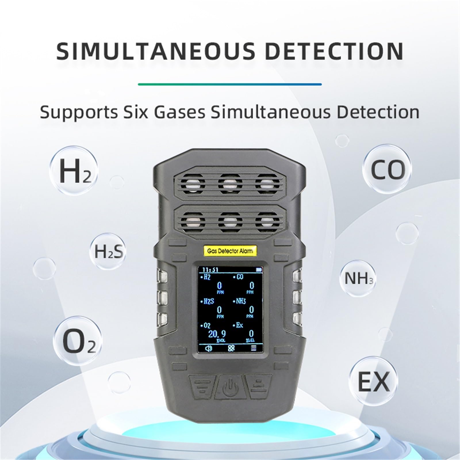 Detector de Gas Multi 4 portátil Combustible tóxico inflamable for Espacios confinados