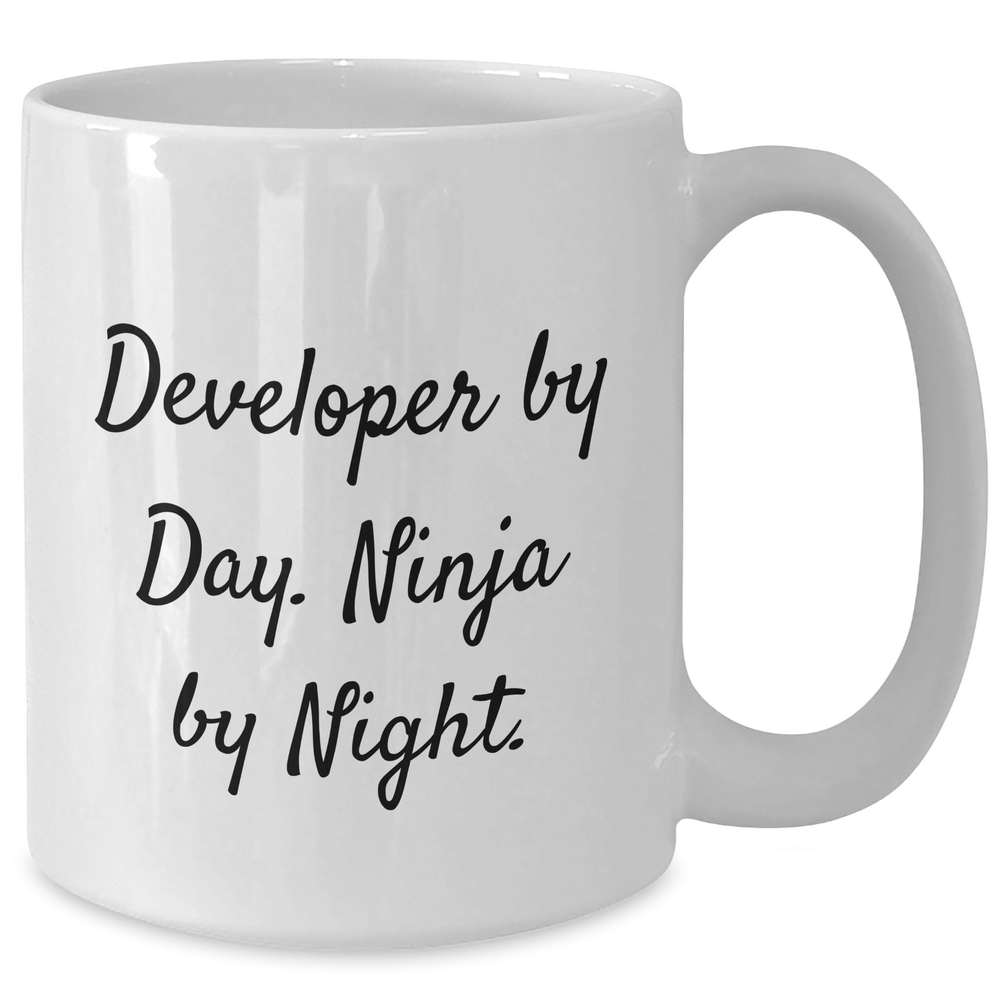 Developer By Day, Ninja By Night Gifts for Friends - Funny White Coffee Mug for Christmas