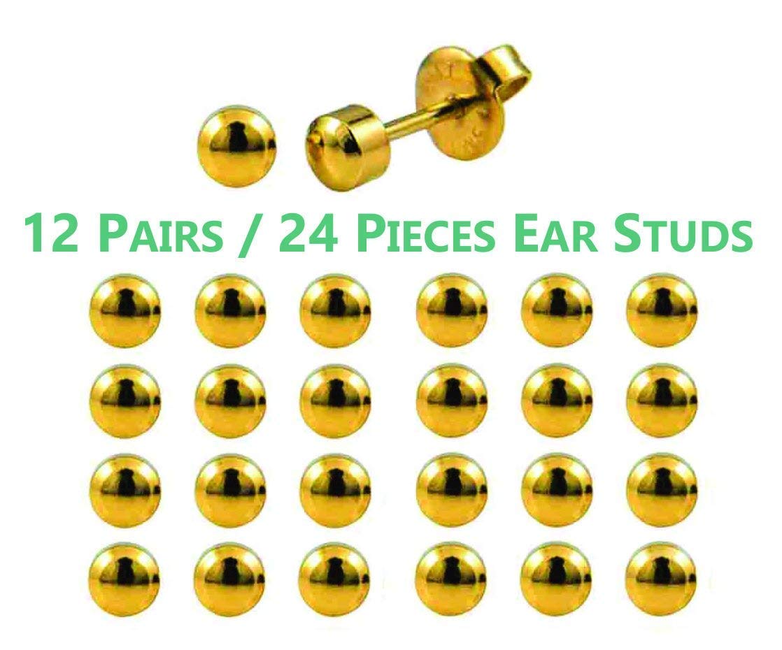 THERMO Ear piercing Studs for Ear Piercing Gun (12 Pairs/24 Pieces