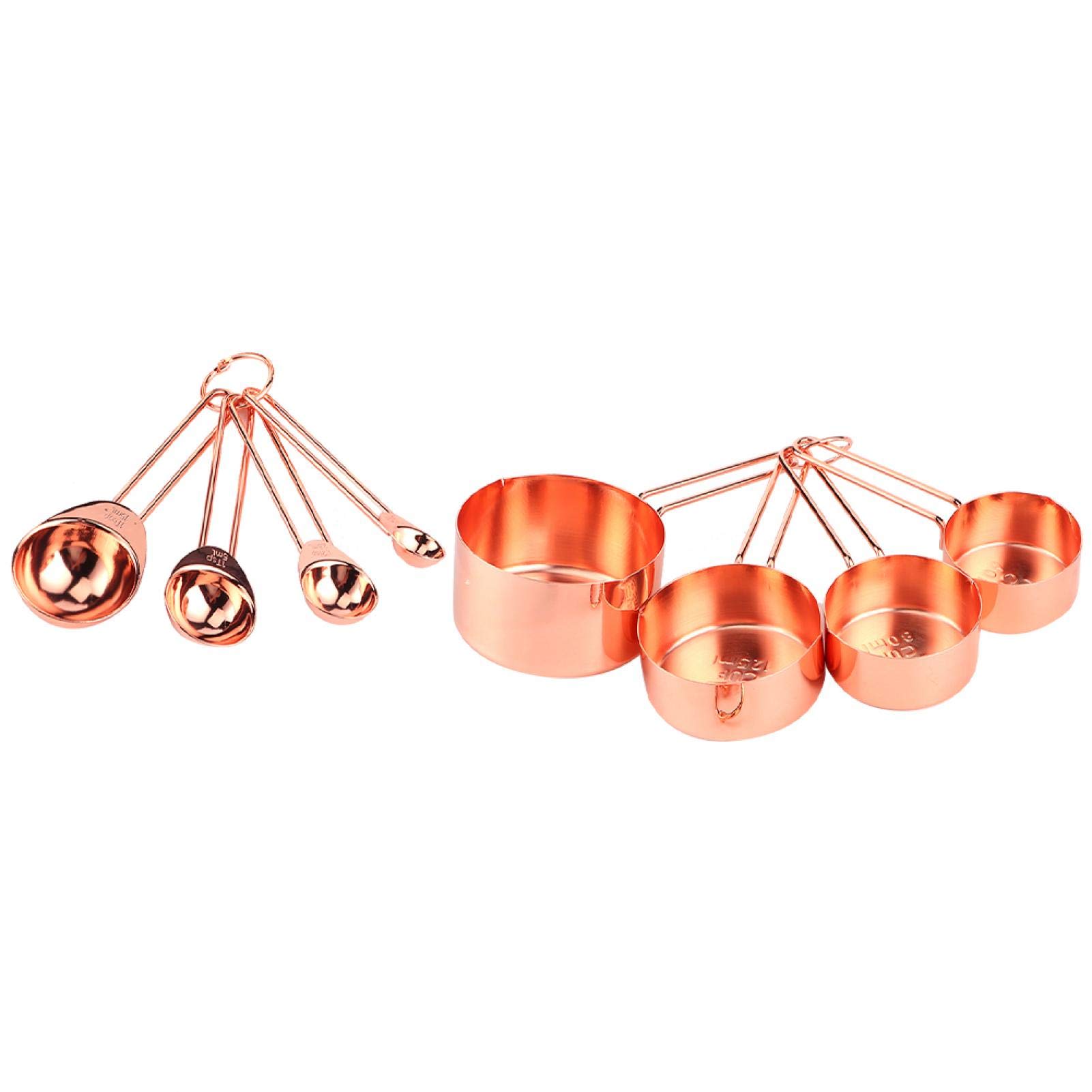 Measuring Spoon, U‑Shaped 8Pcs Baking Measuring Cup, for Home Milk Tea Shops, Bars, Coffee Shops Kitchen Accessory(Rose Gold)'
