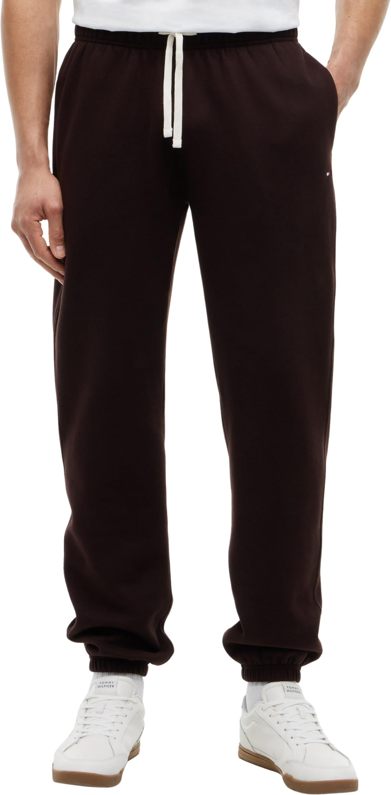 Tommy Hilfiger Pantalones de chándal con cordón de Forro Polar para Hombre, Chocolate, XXL
