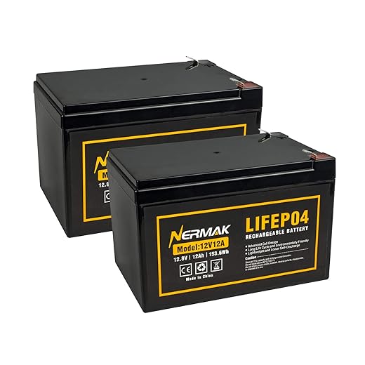 NERMAK 12V 12Ah LiFePO4 Dual-Pack