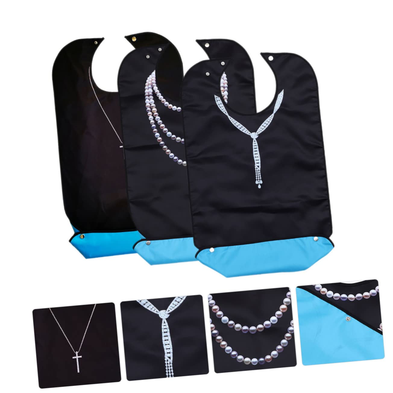 SOLUSTRE Lätzchen für Erwachsene 3 Stück-pack aus Leichtem Polyester Faltbares und Verstellbares Design Wiederverwendbare Esslätzchen für Senioren mit Humanisiertem Schnitt für Haushalt