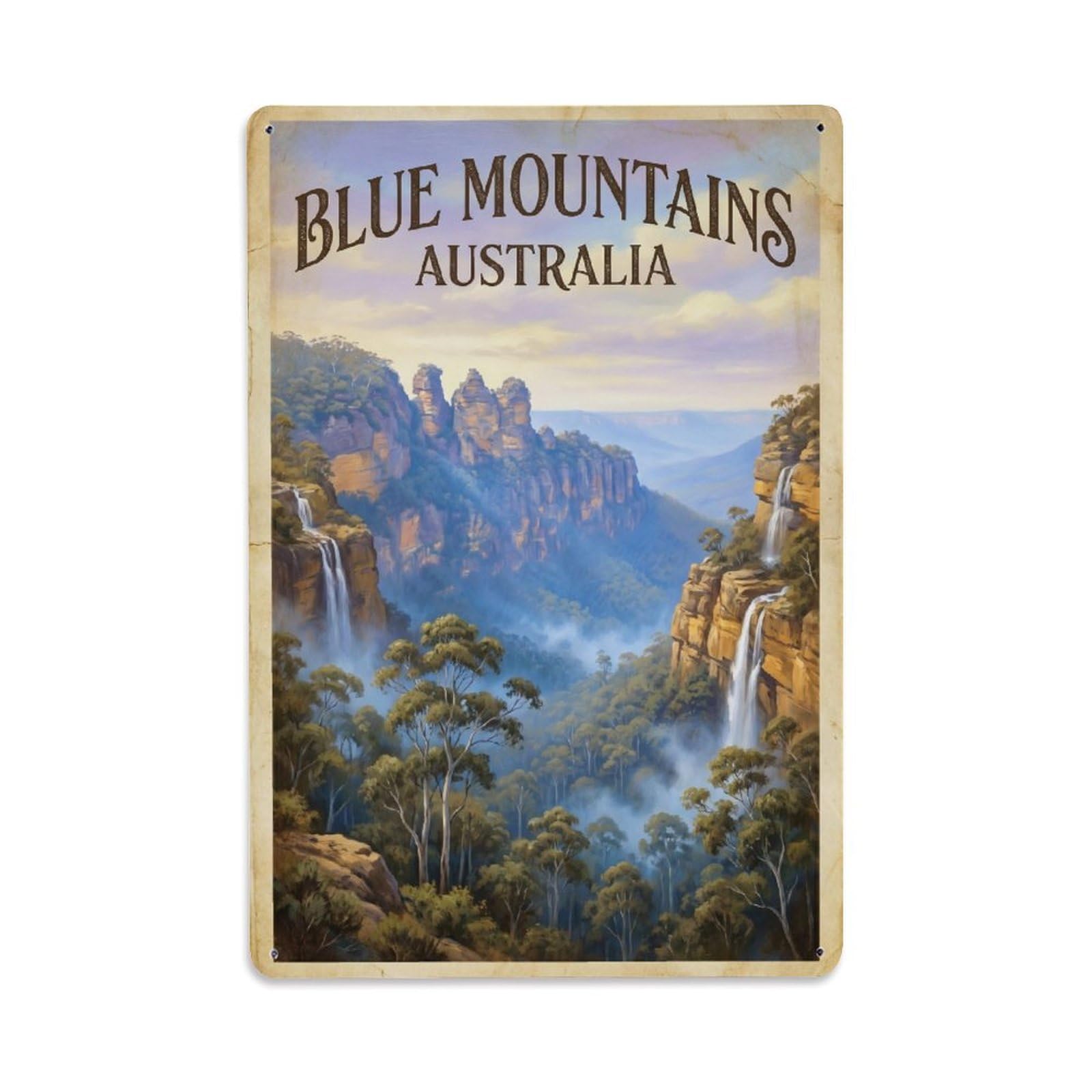 Metal Tin Sign Travel Australia Blue Mountains Retro