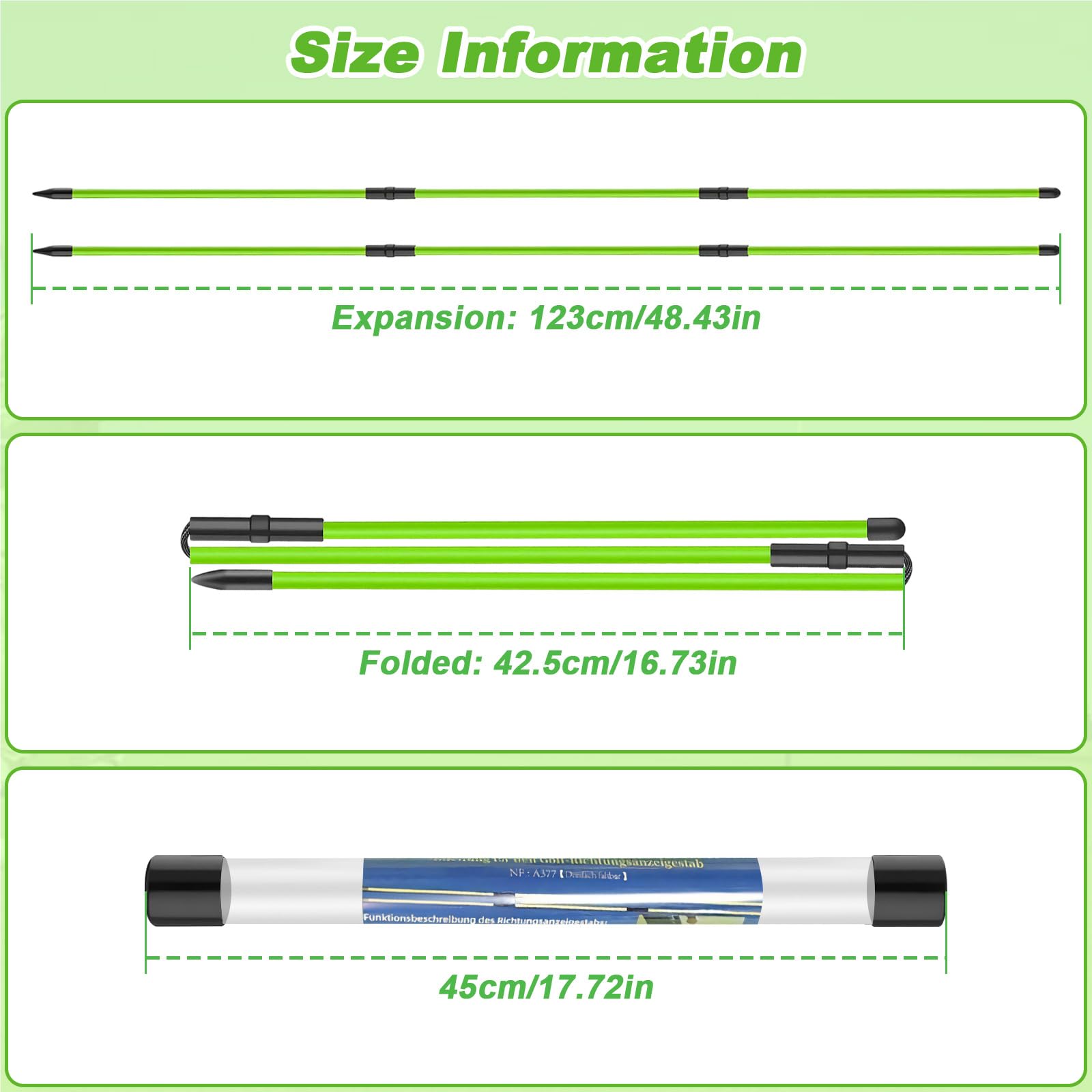 2Pcs Palos de Alineación Golf, Ayuda Alineación Entrenamiento Golf Plegables 123cm, Varillas Entrenador Swing Ayuda Práctica Fibra Vidrio 3 Secciones para Principiantes Golfista, Corrector Postura