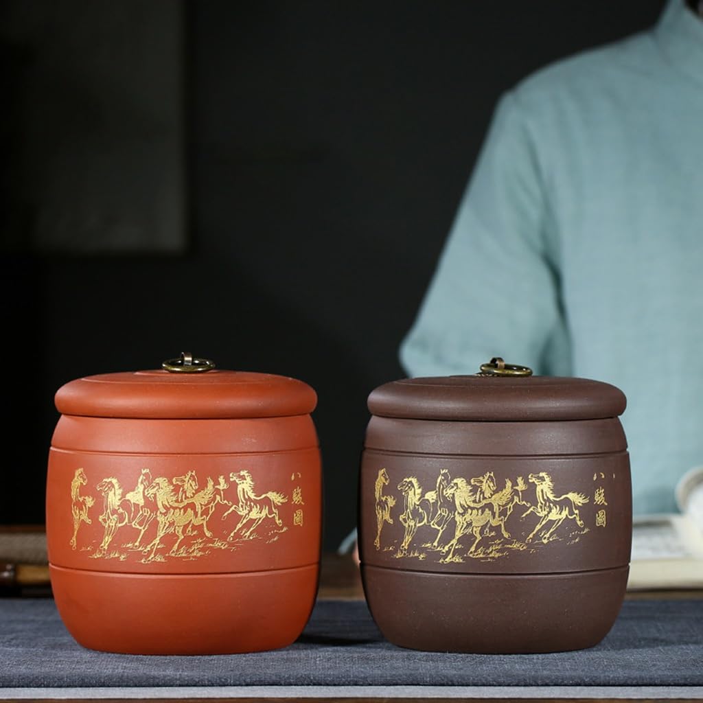 Ceramiczny słoik na żywność 2 szt. Fioletowy gliniany słoik na herbatę Uszczelniony słoik na herbatę do użytku domowego Przenośny słoik na herbatę do herbaty, kawy, cukru, orzechów