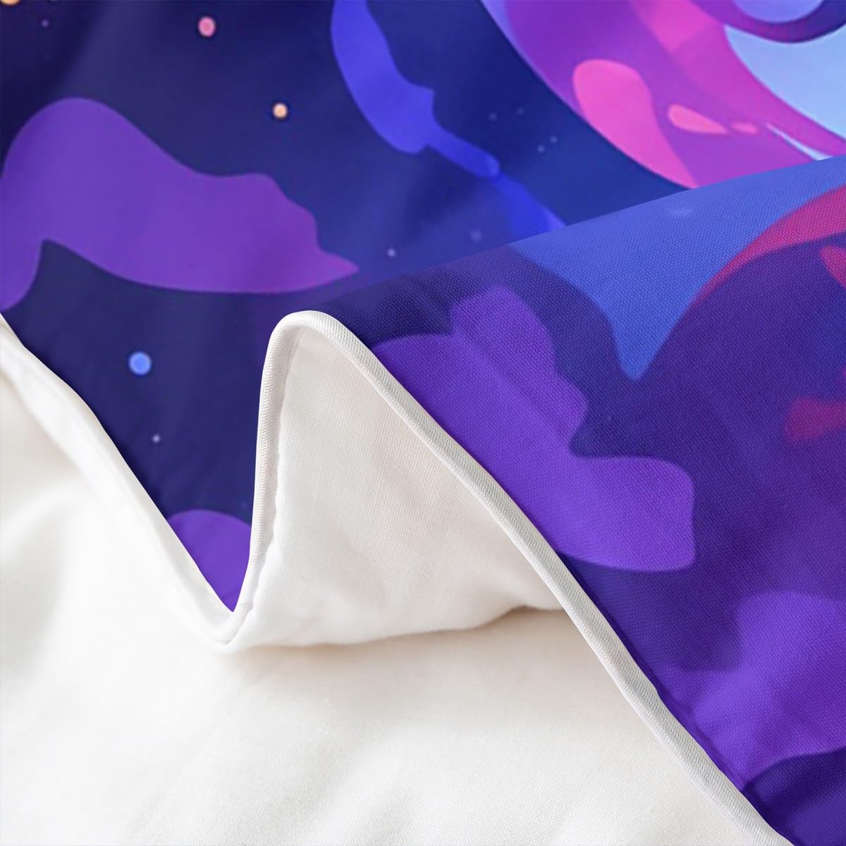 Homewish Dziewczęca poszewka na kołdrę Axolotl podwójna fioletowa galaktyka planeta bawełna zestaw pościeli kreskówka marzycielskie gwiaździste niebo poszewka na kołdrę dorośli urocze kosmiczne