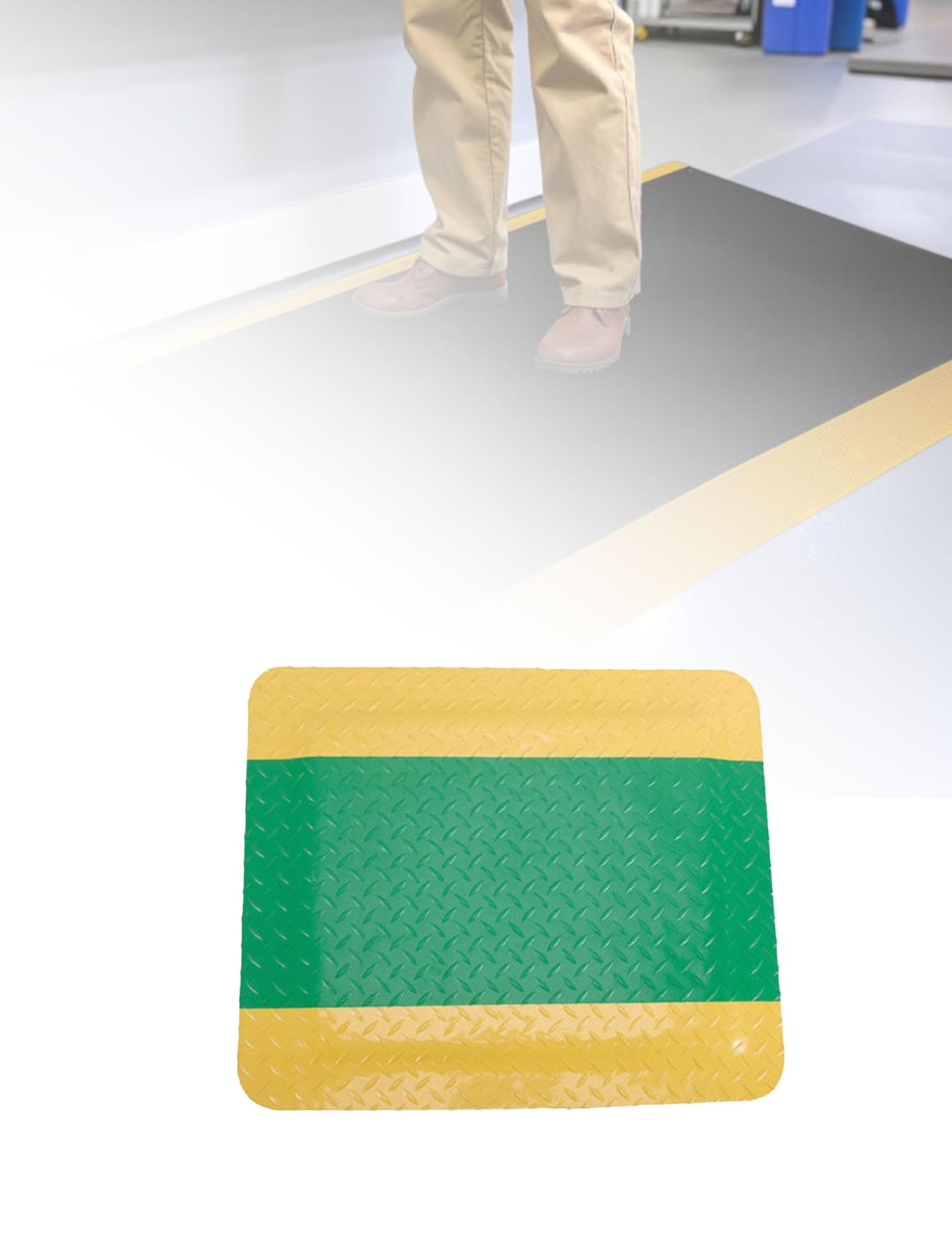 GTHTUHFD Ergonomic Anti-Fatigue Mat For Industrial Use - Standing Floor Mat With Safety Yellow Border For Leg & Back Pain Relief,Green-60X120CM
