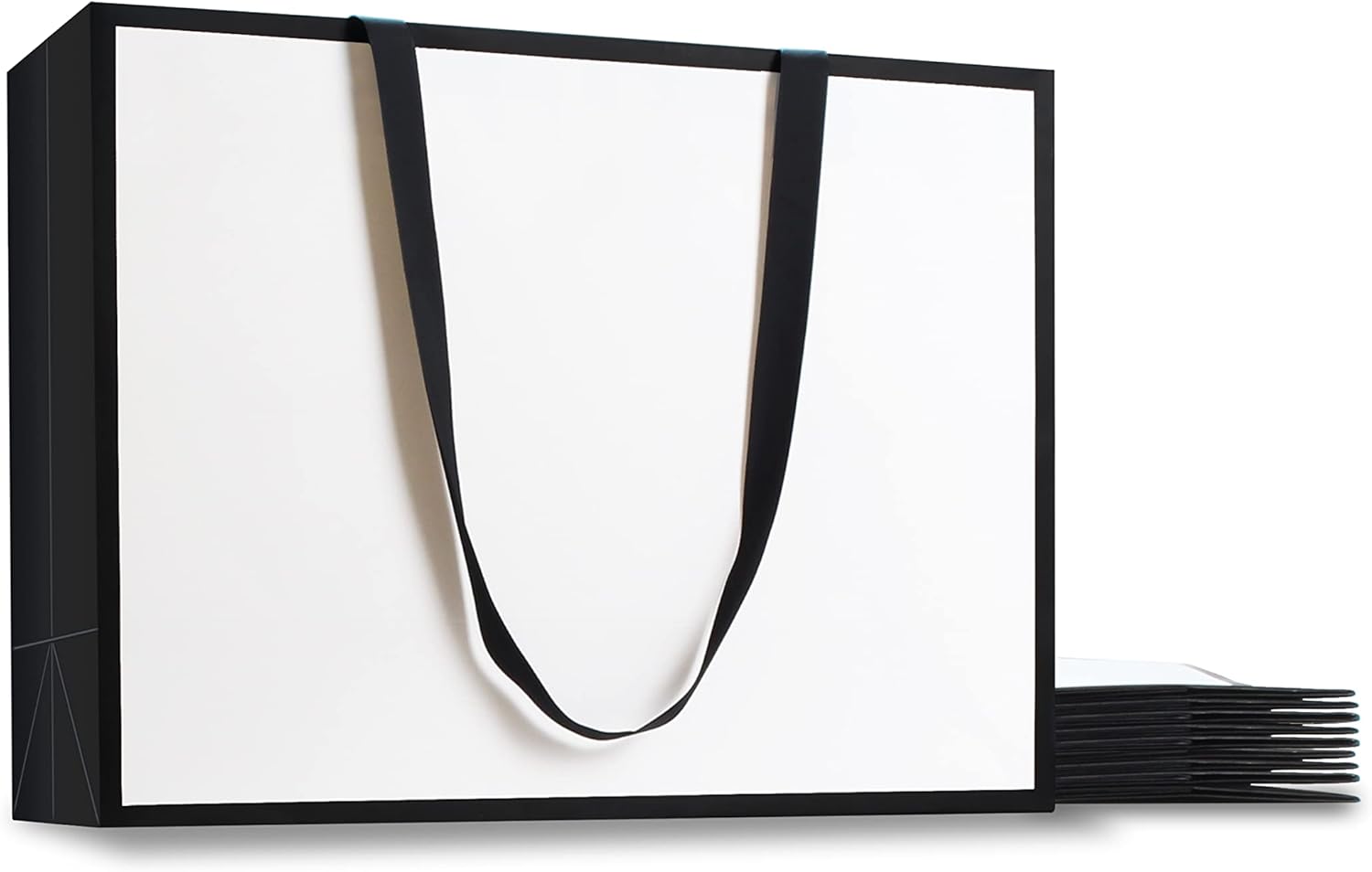 Large Gift Bags, 10Pcs 16"x6"x12" Extra Large Gift Bags, Black and White Gift Bags with Handles, Big Gift Bags for Shopping, Wedding, Party