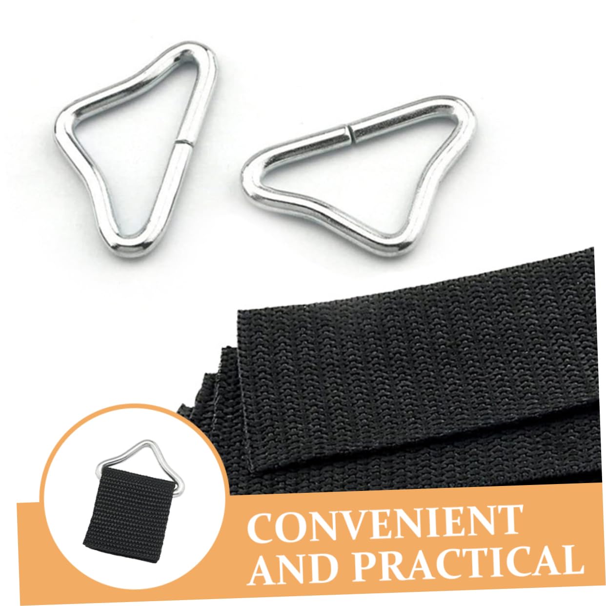 Toddmomy 10Sets Replaceable Triangle Buckles for Trampolines Durable Ring Replacement Parts with Webbing for Outdoor Trampoline Accessories Easy Assembly and Enhanced Safety