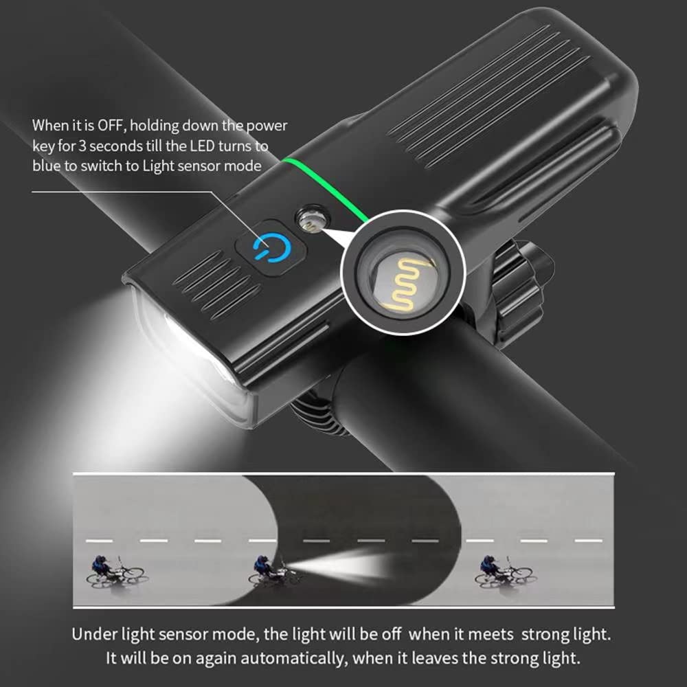 Sensor De Luz Luz De Bicicleta con Luz Trasera Roja Trasera USB Recargable LED Faro Bicicleta Lámpara Delantera Linterna