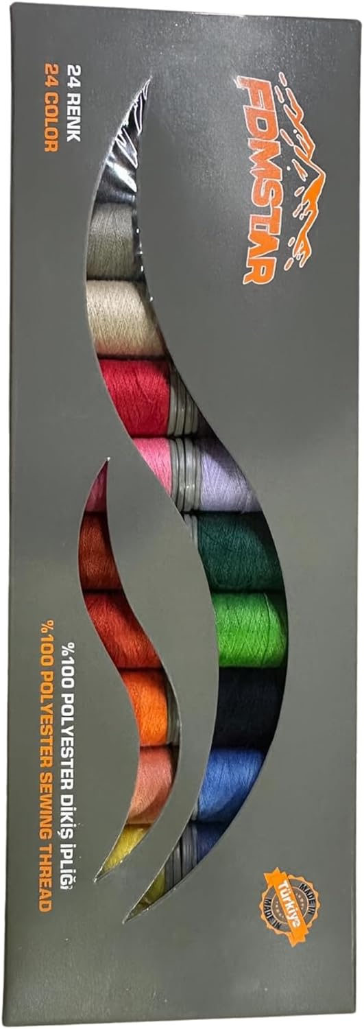 Colorful Serger Sewing Thread - 24 Cones Threads of 500 Yards Each Spool | Sewing Clips Quilting Materials Sewing Machines for Beginners and Heavy-Duty Sewing Machine Threads (24 Color)