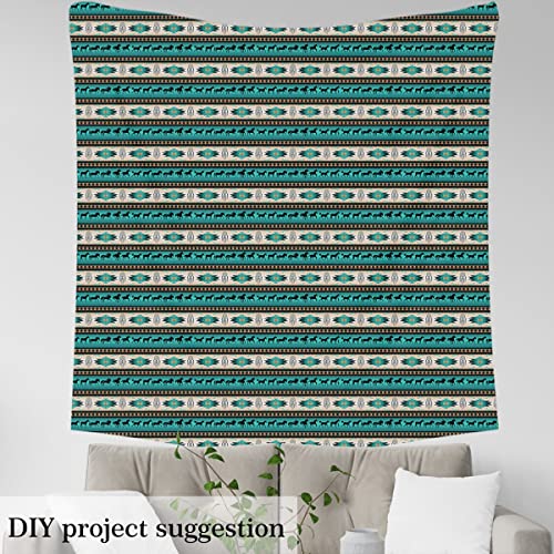 Premium Horse Upholstery Fabric - Dream Catchers Design for Cowboy and Cowgirl Decor, Southwestern Aztec Patterns, Bohemian Wildlife Theme, 1 Yard of Versatile Green Fabric 4 Premium Horse Upholstery Fabric - Dream Catchers Design for Cowboy and Cowgirl Decor, Southwestern Aztec Patterns, Bohemian Wildlife Theme, 1 Yard of Versatile Green Fabric - Image 3