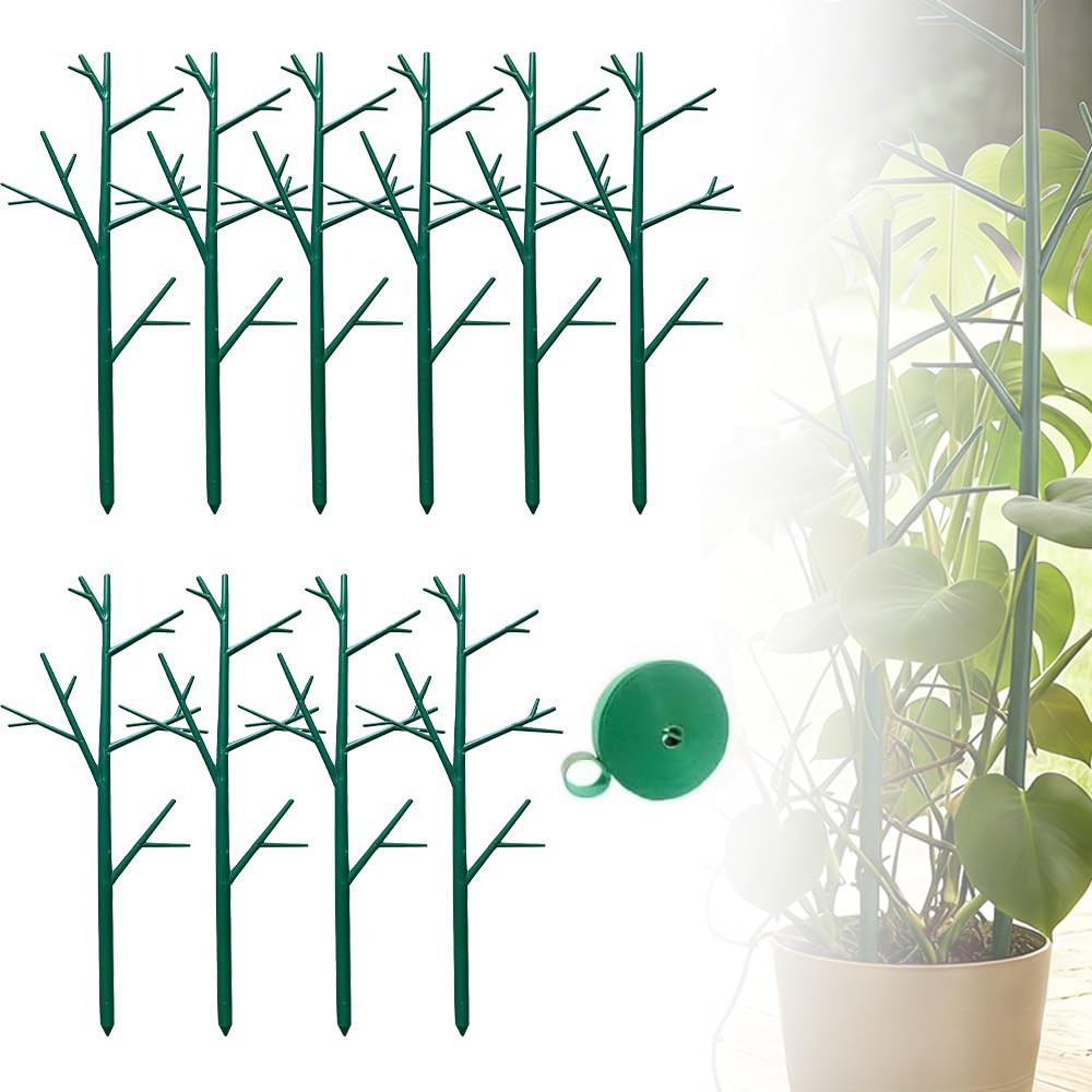 Monstera Stapelbare Pflanzenstütze, Gartenpflanzenstütze für Innen- und Außenbereich, Kletterpflanzen-Stützstrukturen, Pflanzenhalter, Moosstange zur Unterstützung hoher Topfpflanzen (10 Stück)