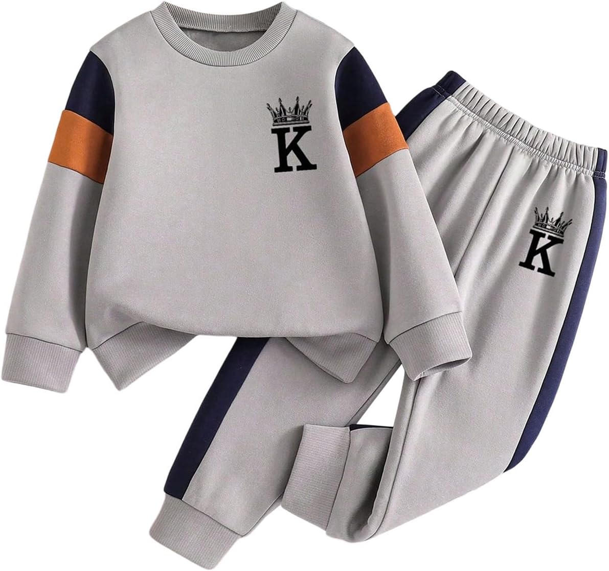 VIPWOLF Boy's Fleece Sweatsuits 2 Piece Casual Outfits Crewneck Graphic Sweatshirts & Joggers