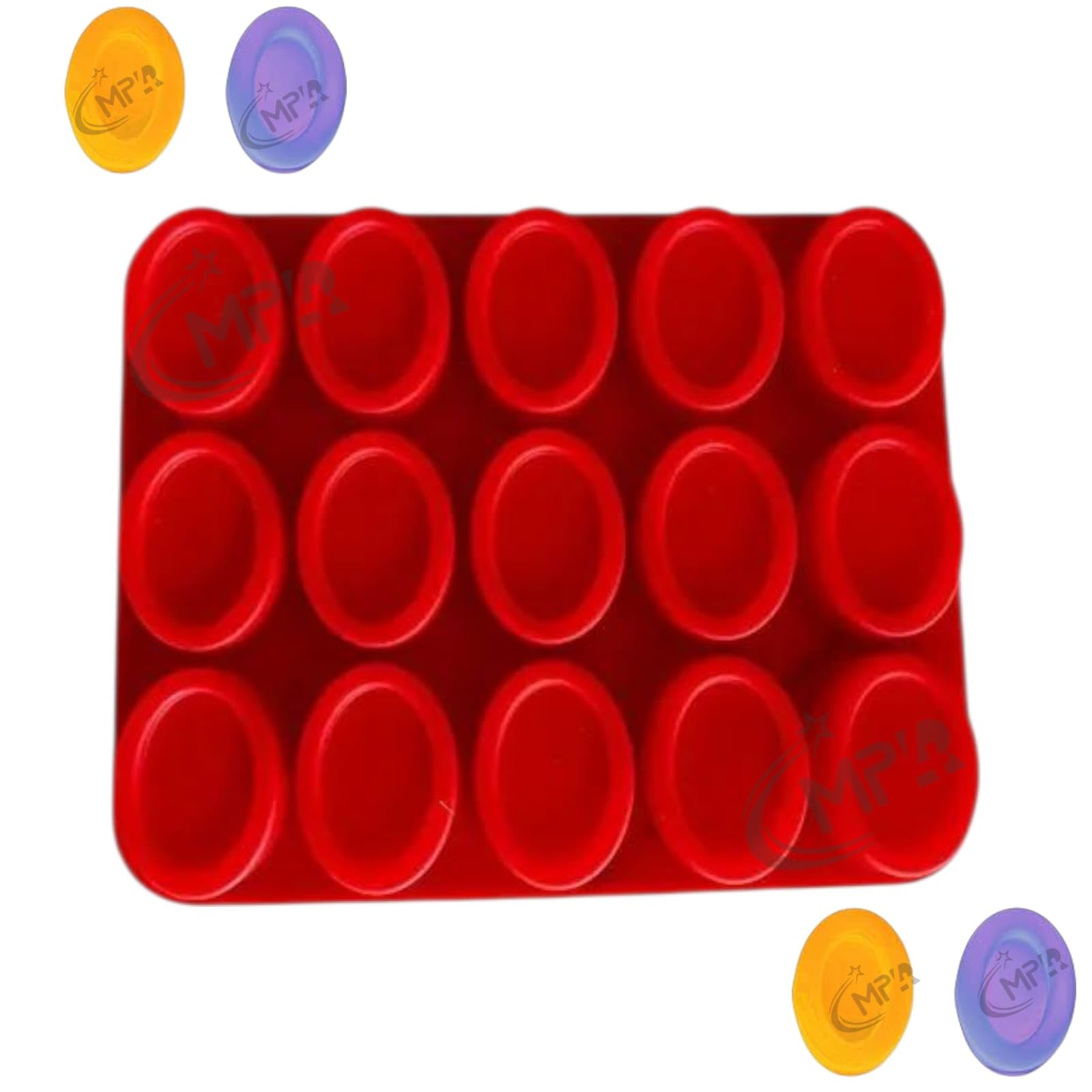 MPR4 Silicone Soap Mold for Soap Making 15 Cavity Oval Shape Soap Mould Reusable Homemade Soap Making Mold (Pack of 1) (Multicolor) (Small Size - 50 GMS)-image-25