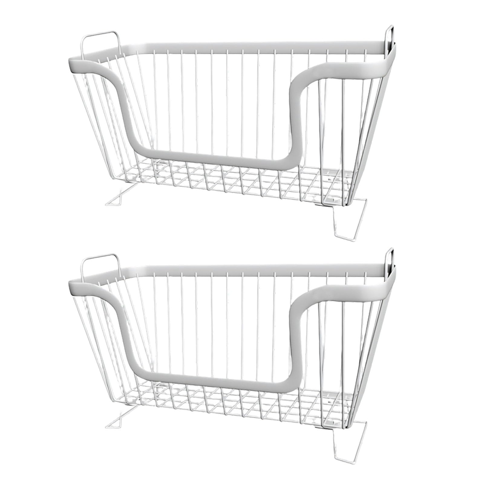 Tsophreniq 2 Pieces Stackable Wire Meshes Storage Baskets with Handles Containers for Various Household Needs Stackable Wire Baskets