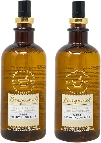 Bath & Body Works Paquete de 2 aceites esenciales de bergamota de aromaterapia 5 en 1, paquete de 2 unidades, 5.3 onzas líquidas 5.3 fl oz cada uno