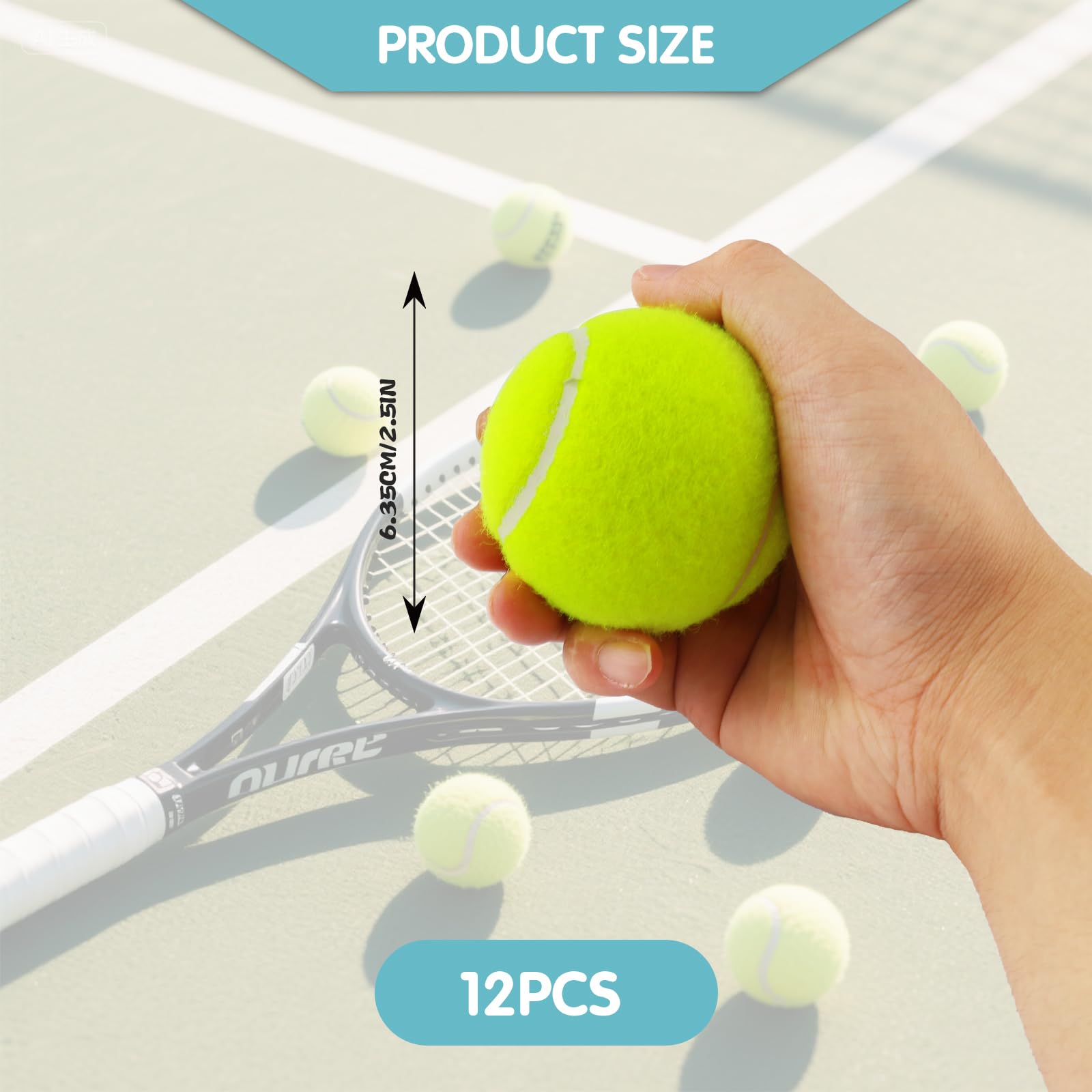 Balles de Tennis pour Chien, 12 Pièces, Balles de Tennis Récréatives pour Débutants