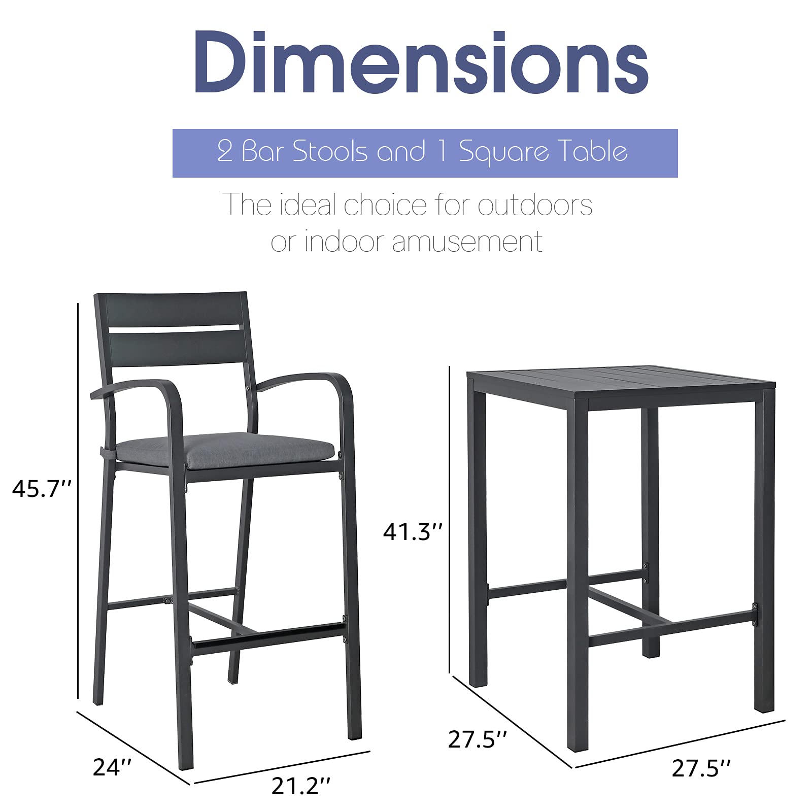 Buy Soleil Jardin Aluminum Outdoor Bar Set, 3Piece Outdoor Bar Height