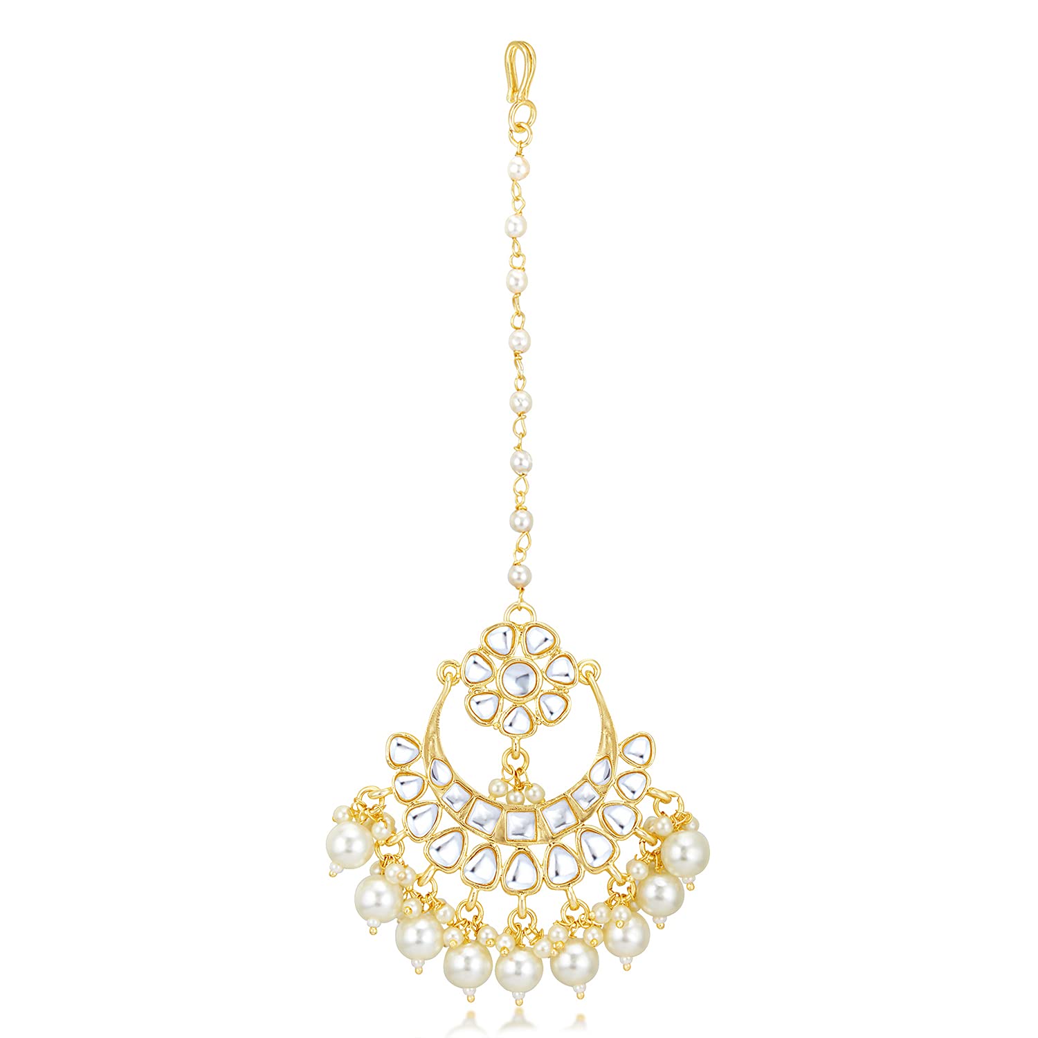 Sukkhi Luxurious Pearl Gold Plated Kundan Maangtikka for Women (SKR85507) (B09498M2YV) Amazon Price History, Amazon Price Tracker