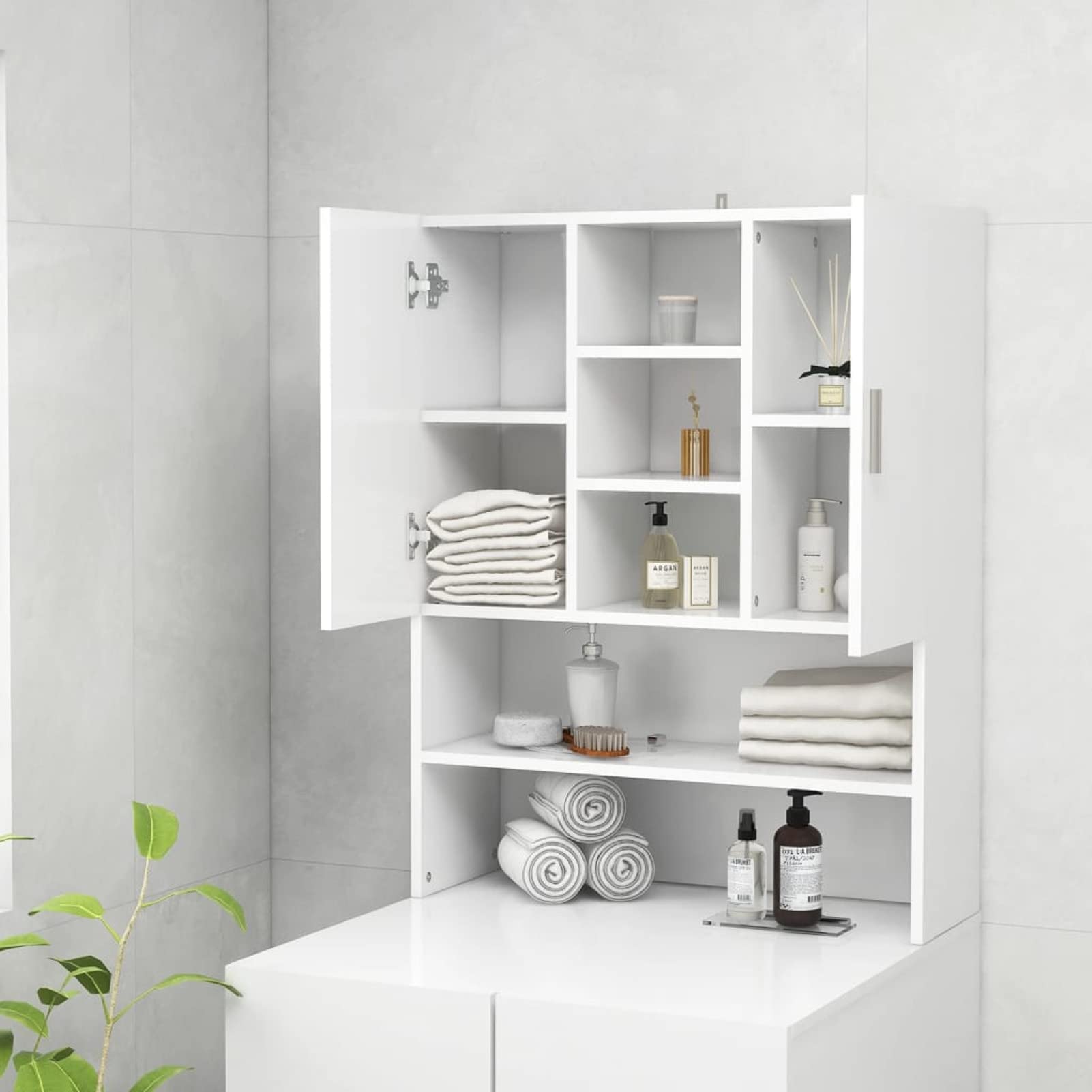 Homgoday Casa Mueble para lavadora blanco 70,5 x 25,5 x 90 cm, armario para lavadora, mueble de baño ahorra espacio, estantería de baño