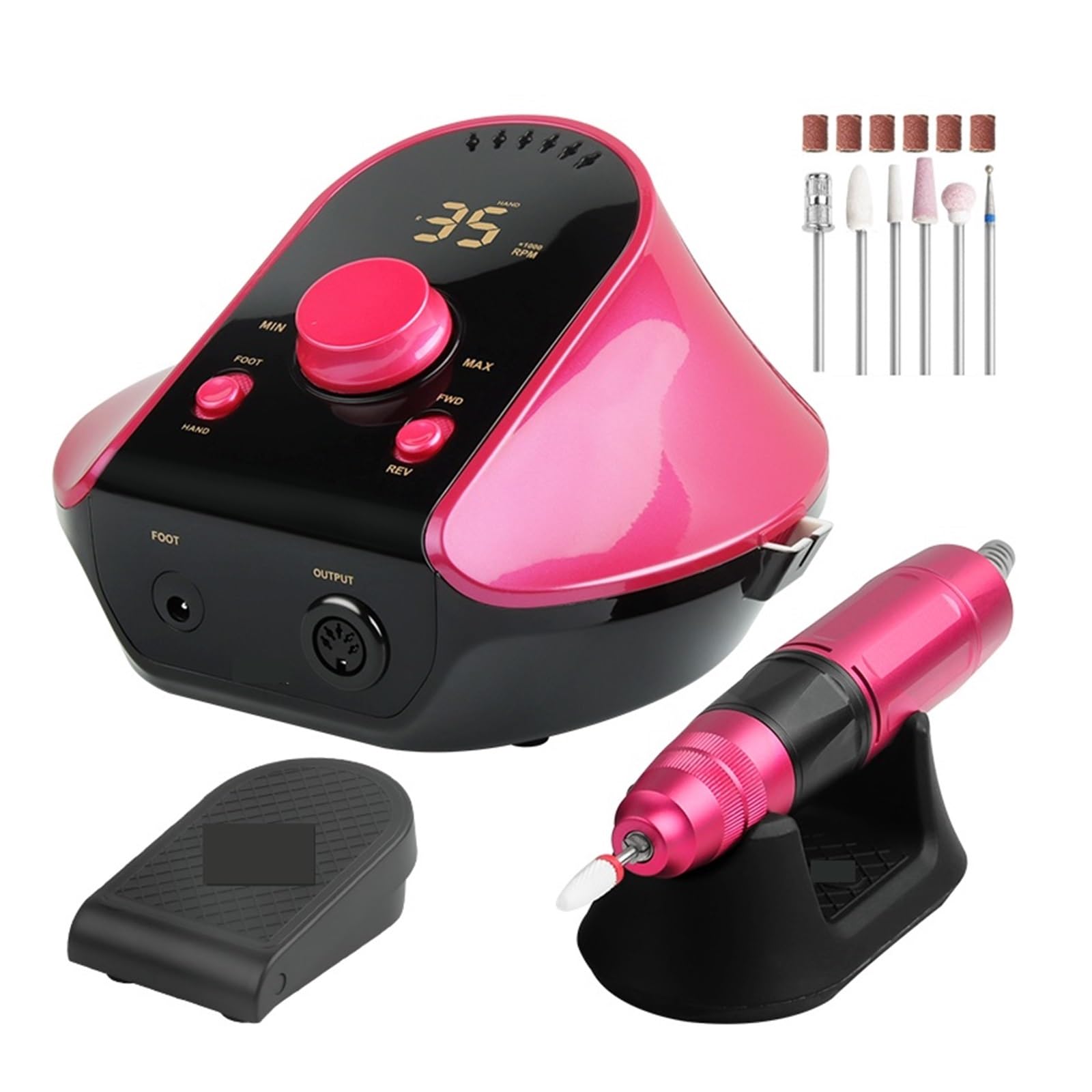 Nagelfräser, Elektrische Nagelbohrmaschine, 45.000 U/min, professionelles Schneider-Maniküre-Set for Acrylnägel, Maniküre-Salon, geräuscharme Nagelfeile for Pediküre(Pink)