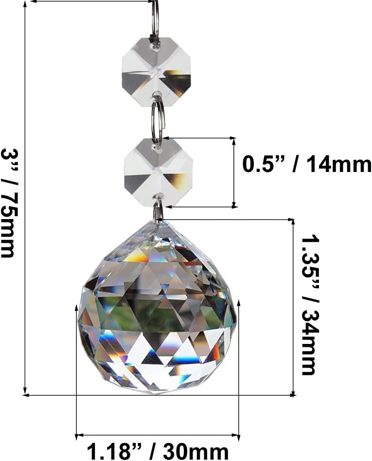 Fushing 20pcs Crystal Glass Ball Chandelier Prisms Pendants Parts Beads (30mm, Clear)