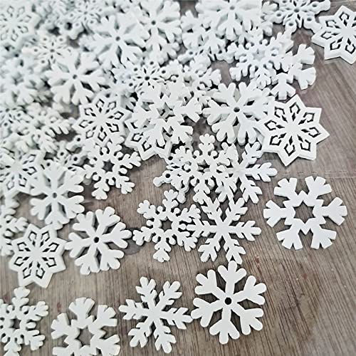 Ornamenti Natalizi A Forma Di Fiocco Di Neve In Legno - 50 Pezzi Non Finiti - 5 Cm, Con Cordino - Per Decorazione Albero, Fai Da Te - copertina