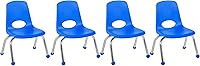 Vista 59 de FDP 10380-BK - Silla escolar apilable de 14 pulgadas, asiento apilable para estudiantes con patas de acero cromado y deslizadores de bolas
