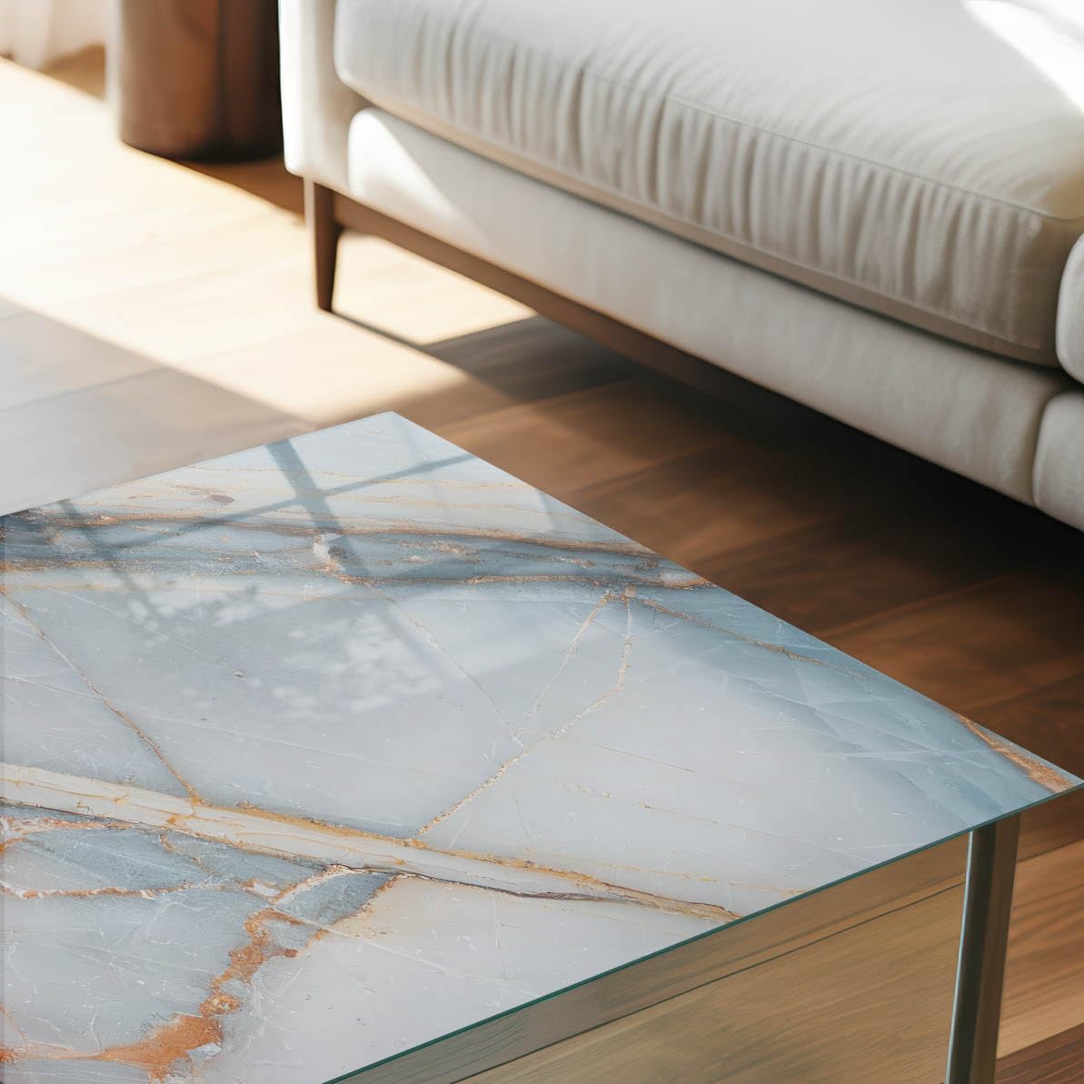 Placa de Cristal 125x50 cm | Rectangular | Bordes Pulidos | Elegancia del mármol | con Impresión Decorativa | Pies Antideslizantes | Vetro Temperato | para la Cocina y Salón