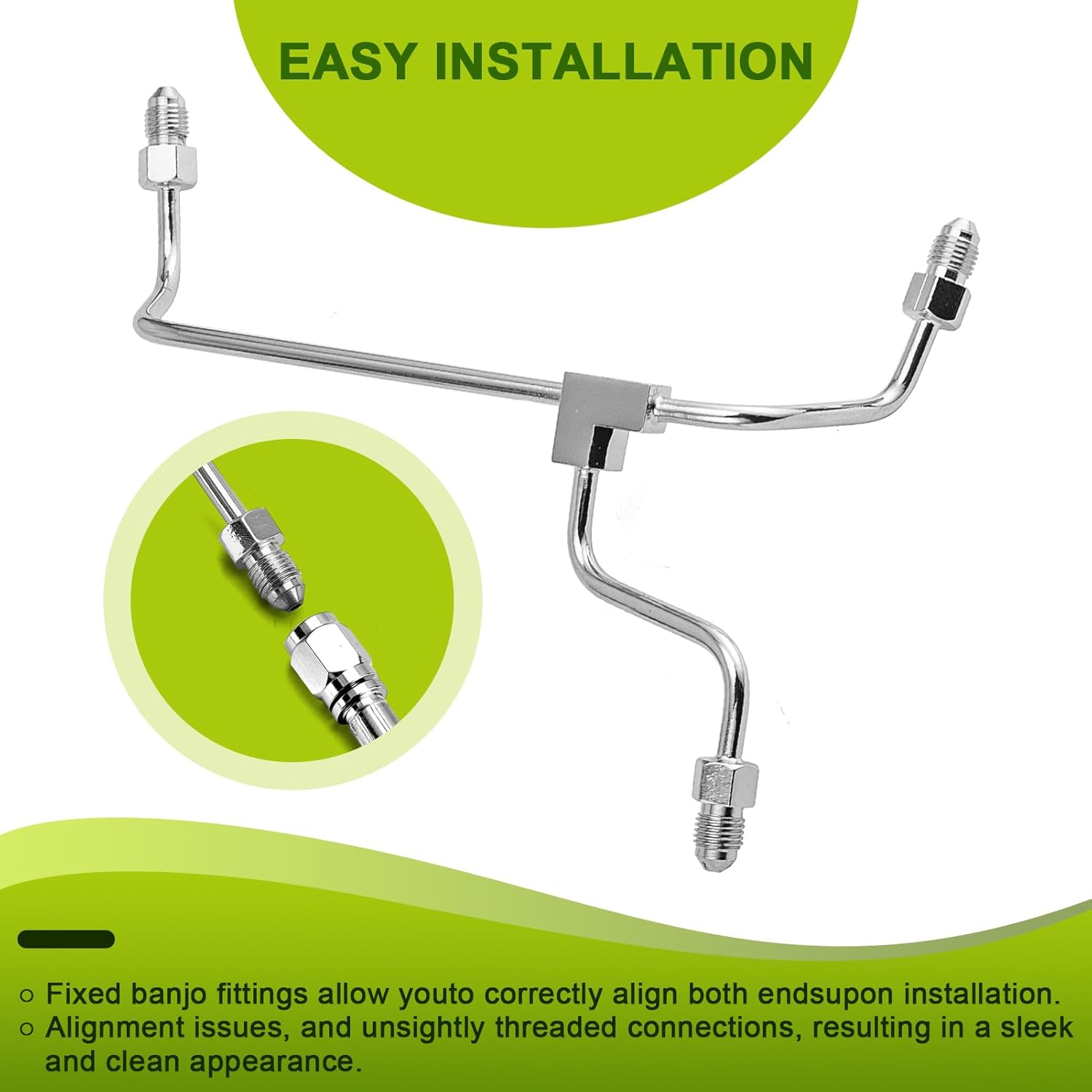 Mofun 64.75" Non-ABS Hydraulic Front Brake Line Kit Stainless Steel Compatible with Harley Touring Street Glide Road Glide Road King 2014-2023, Fit 12"-14" Handlebar Chrome