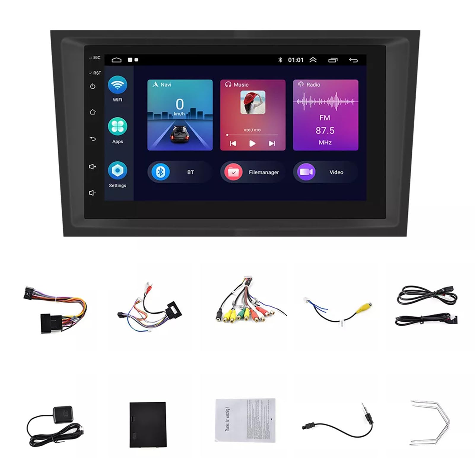 Transmisor FM Radio para Coche con Pantalla para Llamadas Manos Libres Audio Hi-fi Apagado Memoria estéreo reproducción para Coche, 1+32G