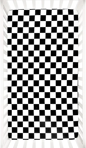 DILIMI Fitted Crib Sheets for Baby Boys and Girls, Ultra-Soft Breathable Baby Crib Sheet Fits Standard Crib and Toddler Mattress, Black Checkered