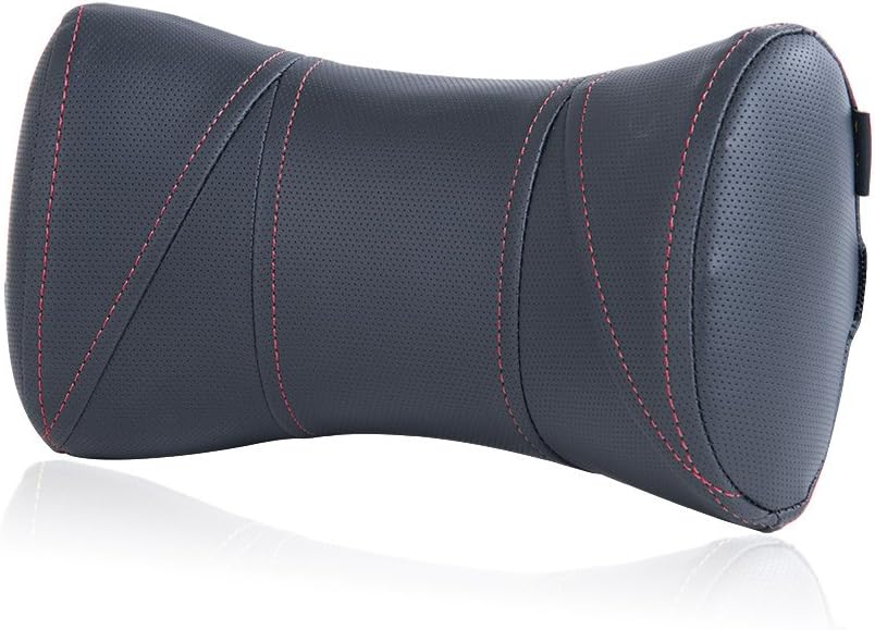 Car Cushion Neck Support Pillow for Driving, TanYoo Car Headrest Pillow with Soft Memory Foam Breathable, 1 PCS, Black+Red