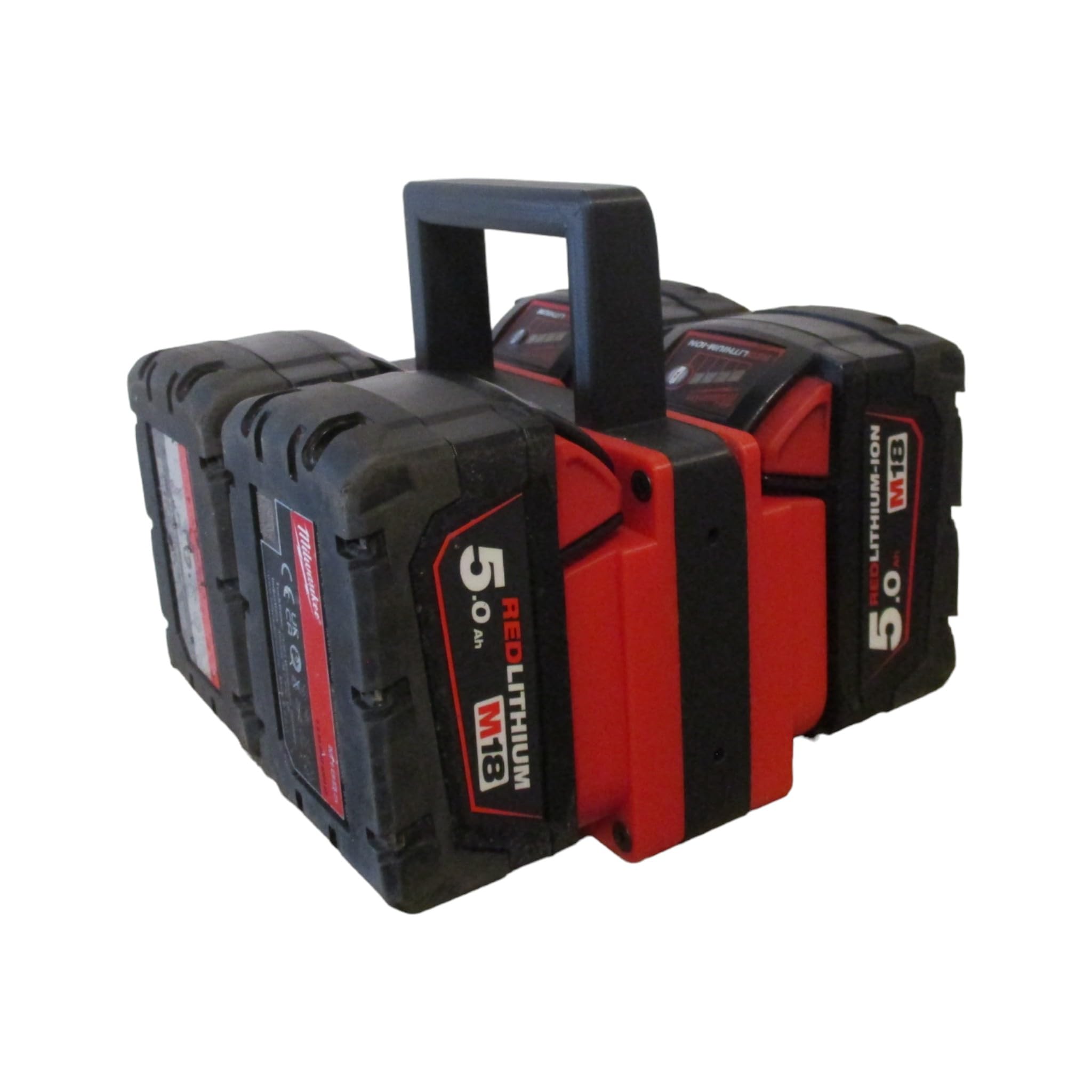 Red 4Pc Battery Carrier Holder For Milwaukee M18 Batteries Storage Tool Organiser