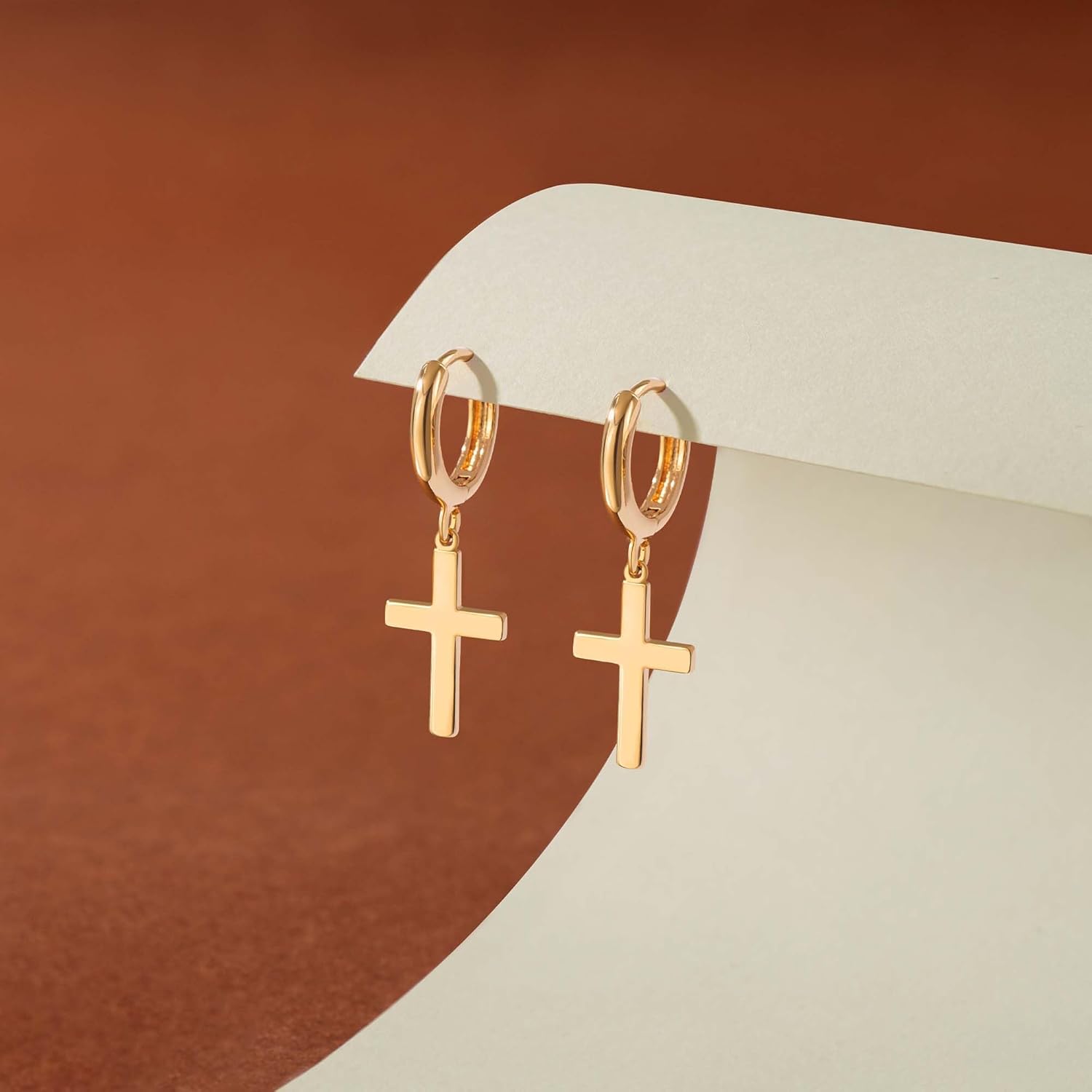 Gold Dangle Drop Hoop Earrings for Women Men Gold Plated Dainty Earrings Hypoallergenic Star Cross Huggie Hoops Jewelry for Everyday Wear - Image 4