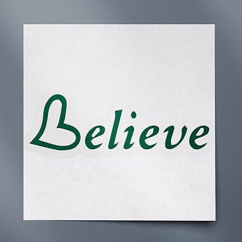 Transparent Decal Stickers of Believe Heart (Green) Premium Waterproof Vinyl Decal Stickers for Laptop Phone Accessory Helmet Car Window Mug Tuber Cup Door Wall Decoration NVCstic024792GRAA