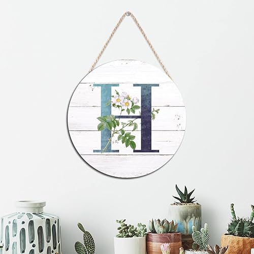 Vista 81 de Welcome Sign for Wall Initial Letter C Blue Round Wood Signs Monogram White Floral Wood Plaque Fresh Flowers 12in Mid Century Home Wall Decor for