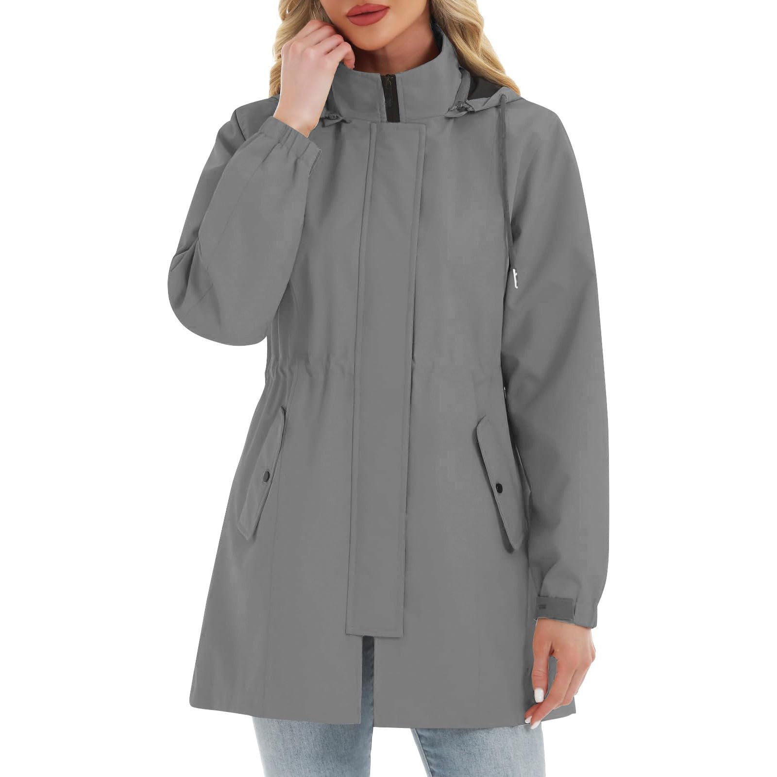Chaqueta Impermeable Transpirable Para Mujer, Softshell, Liso, Plegable, Con Capucha, Cortavientos, Senderismo, Primavera Y Otoño. Abrigo Azul Pelo Capa De Lluvia Mujer Capucha Espesar