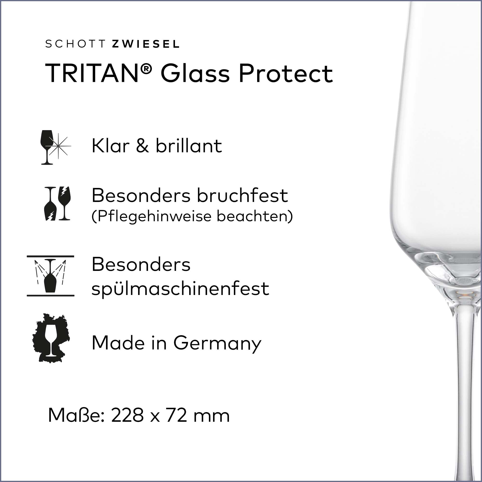SCHOTT ZWIESEL Sektkelch Fine (6er-Set), stilvolle Champagner Gläser mit Moussierpunkt, spülmaschinenfeste Tritan-Kristallgläser, Made in Germany (Art.-Nr. 113761)
