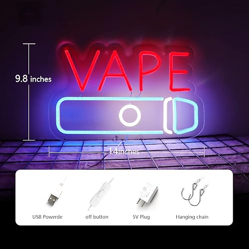 Miniatura 9 de Smoke Shop - Letrero de neón para publicidad comercial o tienda de vapeo. Luces de neón de ambiente para pub, salón de fumadores. Alimentado por USB