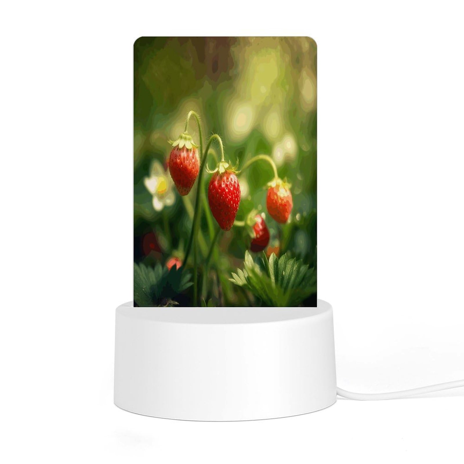 Adfgyerh Style Strawberries On The Grass Night Light Acrylic Material Easy Installation, Home Decor Usb Interface Power Supply, Lamp For Restaurant Bar Cafe Room Decor