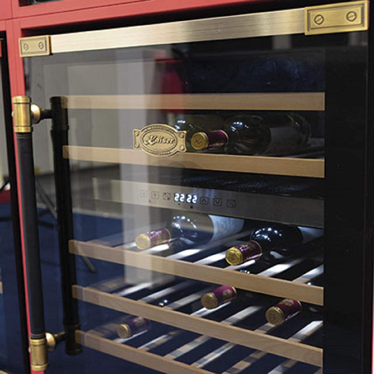 Kaiser K 64750 AD Retro Weinkühlschrank 145 l 46 Weinflachen 2 Klimazonen Freistehend/Unterbau Getränkekühlschrank,5 herausziehbare Holzregale