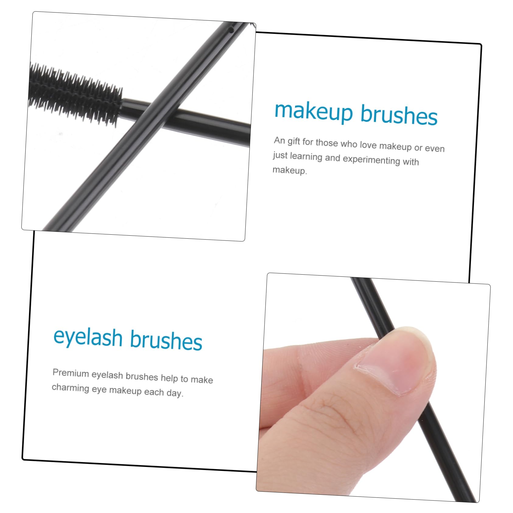 NOLITOY Makeup Kit: 50pcs 214 Black Eyelash Brushes Dense Nylon Bristles for Applicati