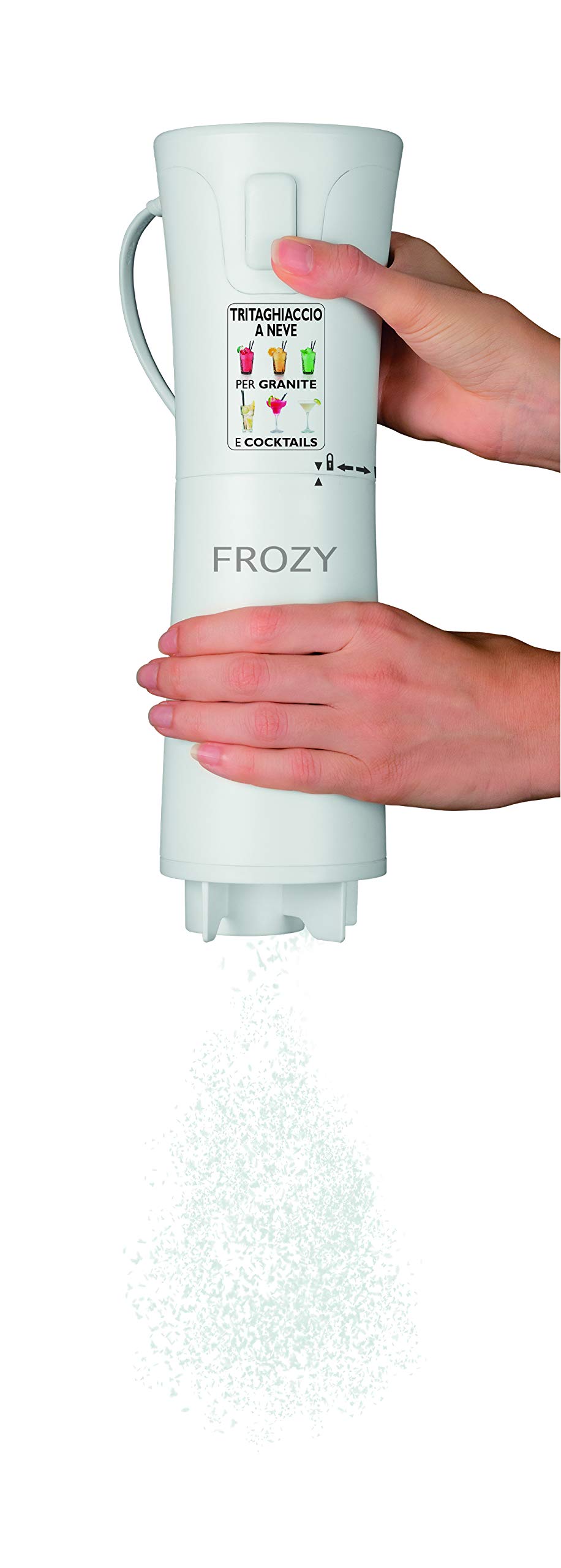 Macom Just Kitchen 861 Frozy Ice Crusher Tritaghiacchio Elettrico per Granite e Cocktail, 30 W, Plastica, Bianco