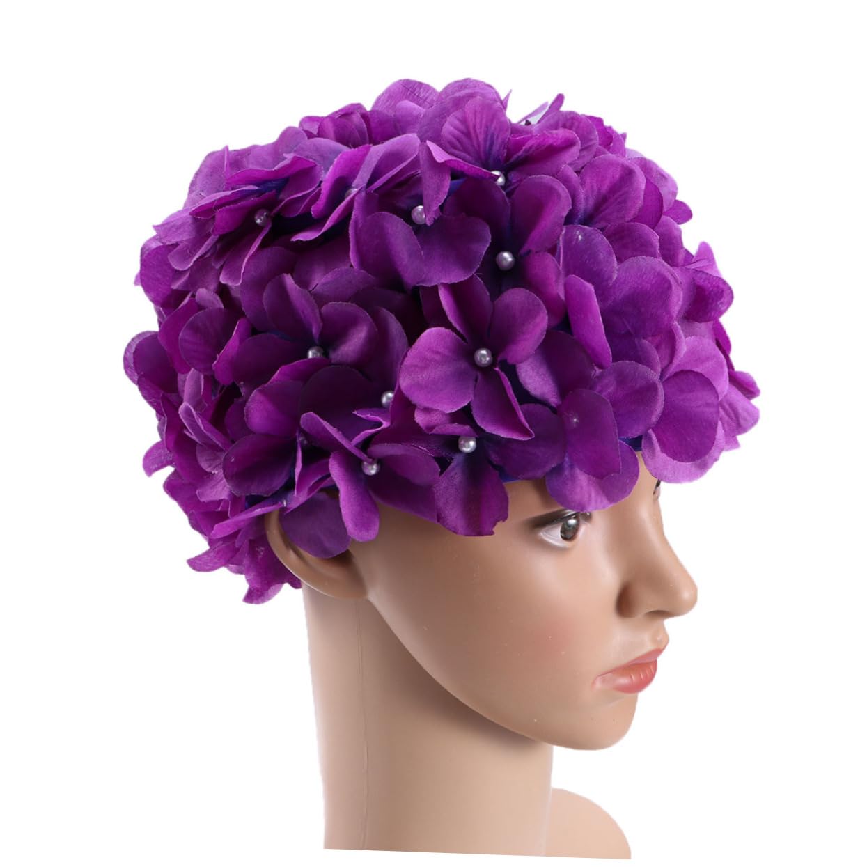 Vintage Floral Petal Retro Swim Caps, Secure Fit Swimming Cap for Women, Long Hair Care Bathing Hat with Flowers