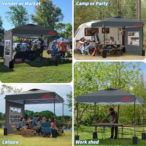 Benass ZP-GY 10X10 Pop Up Canopy With Sidewalls, Easy Up Canopy Tent, Heavy Duty Tents thumb #5