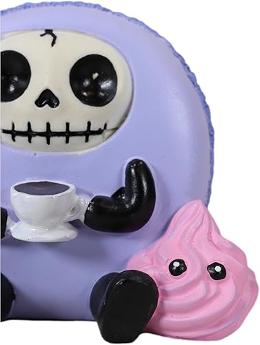Miniatura 6 de Ebros Gift Furrybones Ronny The Lavender Purple Macaron sosteniendo una taza de café, figura coleccionable, esqueleto monstruo, disfraz completo,